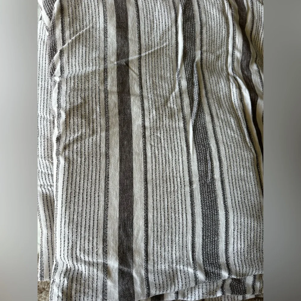 Hearth & Hand Magnolia King Linen Blend Stripe Duvet Cover Farmhouse Neutral - Picture 3 of 9